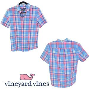 Vineyard Vine Whale Classic Fit Tuck Shirt Mens Short Sleeve Size Large
